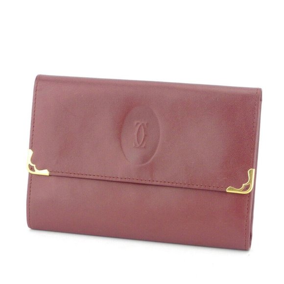 Authentic Cartier purses mast line Bordeaux leather Auth used - Picture 1 of 8